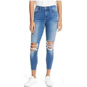 Frame Denim Le High Skinny Crop Jeans Distressed in Gaby Wash Size 29 NWT